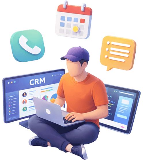 Hero illustration for CRM and automation service