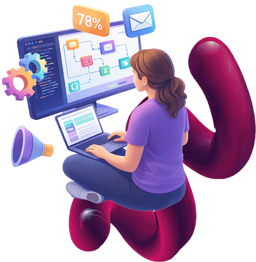 Hero illustration for email and funnels service
