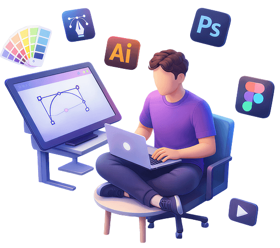 Hero illustration for graphic design service