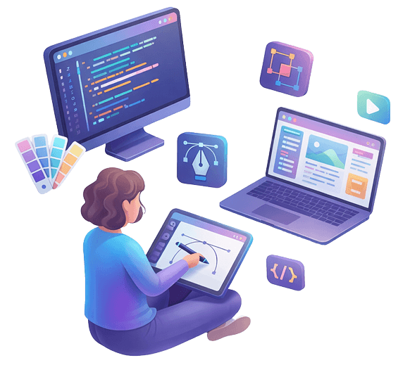 Graphic design workstation illustration